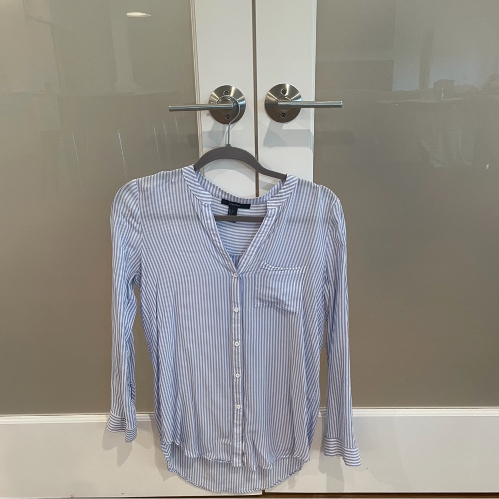 Forever 21 Light Blue and White Striped Shirt